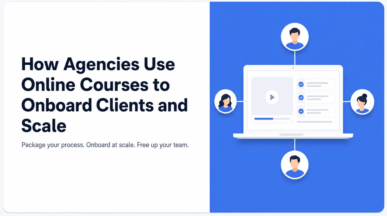 An illustration of an agency onboarding clients with an online course