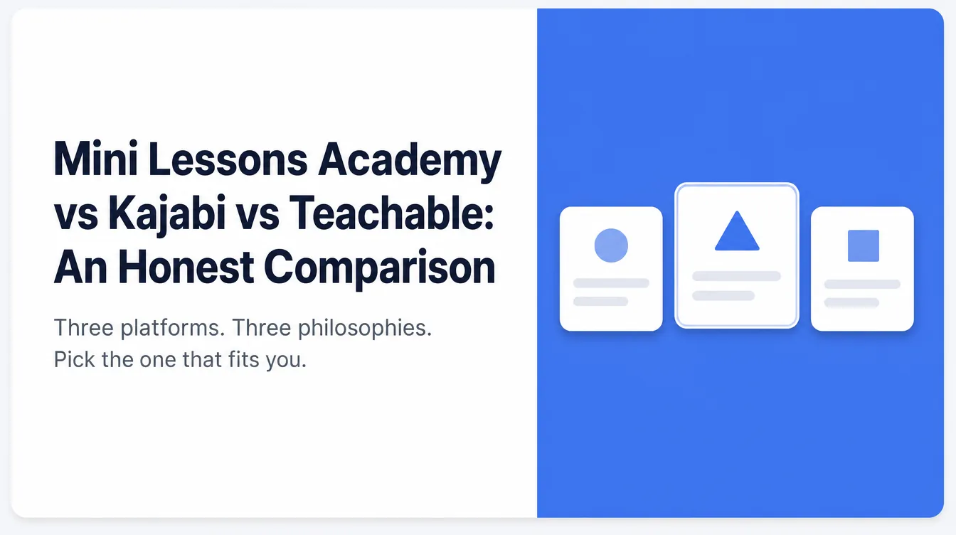 An illustration comparing three online course platforms