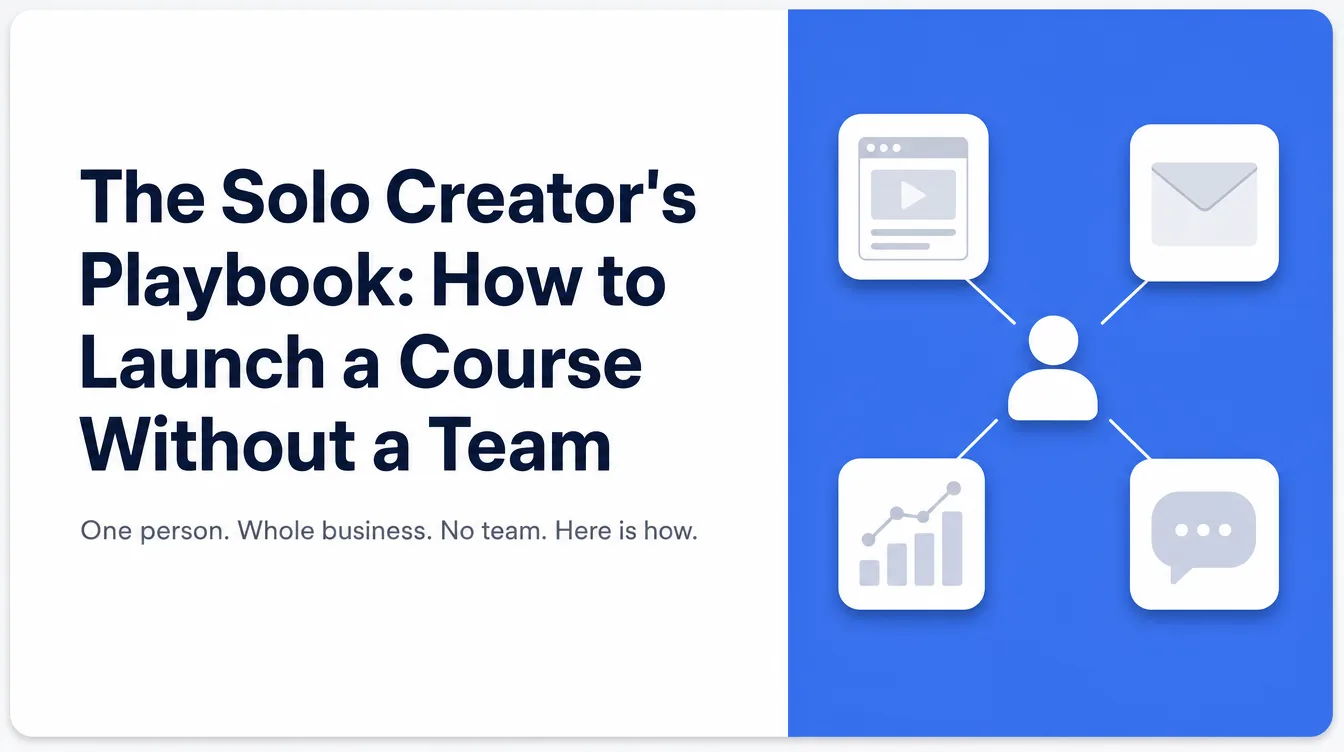 An illustration of one person running a complete course business